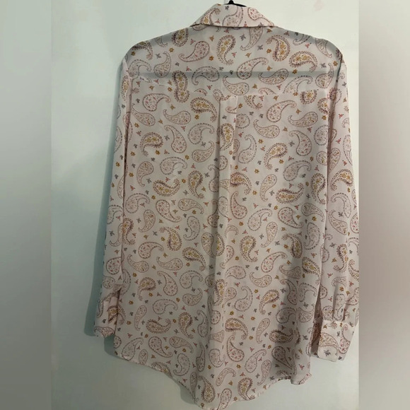 Zara Womens Size XS paisley pattern, purple, cream polyester button down. - Picture 2 of 3